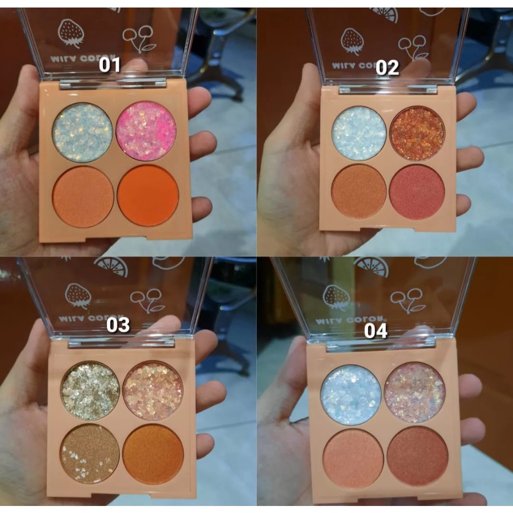 Eyeshadow Glitter Mila Color Palette 4 Warna / Make Up Set