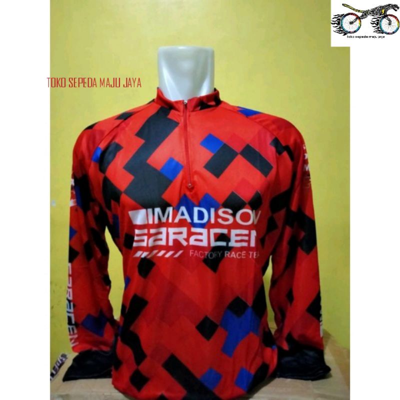 Jersey sepeda gowes gunung MTB roadbike kaos sepeda lengan panjang imadison merah