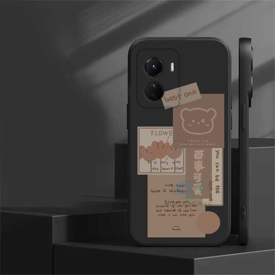 Casing Untuk OPPO A17 A77S A57 2022 A15 A16 A16K A54 A53 A12 A5S A7 A3S A11k A31 A52 A92 A94 A93 A37 F9 A1K Reno7 6 5F 4F Cute Bear Note Silicone Phone Case Binteacase