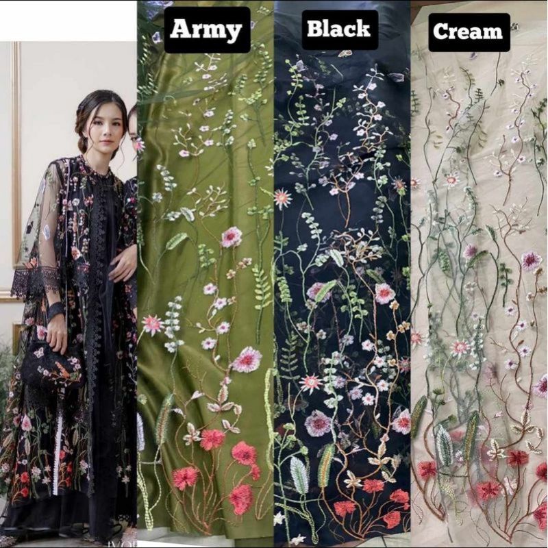 Kain Tile Garden, Tile Valentino Premium - Bahan Dress Cuquette/Kain Brokat Brukat Meteran Mewah / K