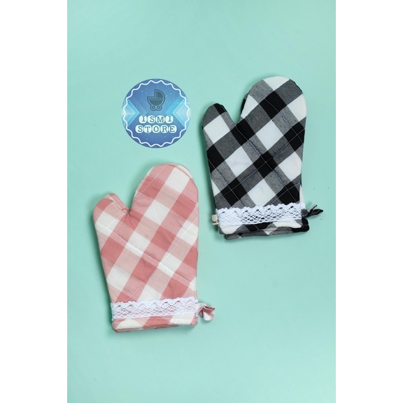 SARUNG TANGAN OVEN Microwave Anti Panas Harga Satuan Hand Glove (1 pc) Cempal Tangan Oven Motif Kotak Gingham by Ismi Store