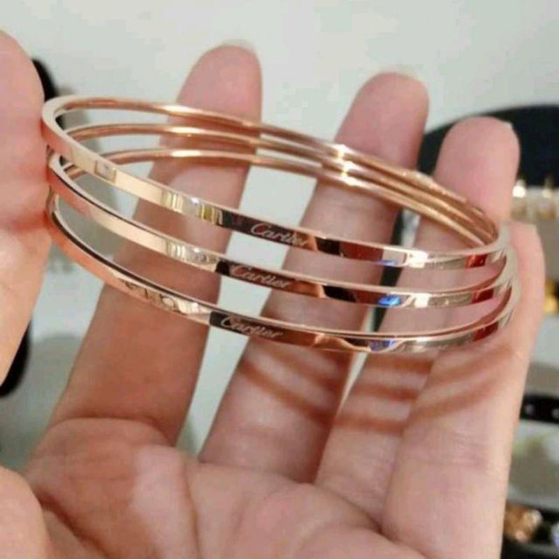 Gelang Tangan Titanium Keroncong isi 3pcs Asli 100% Anti karat luntur dan alergi