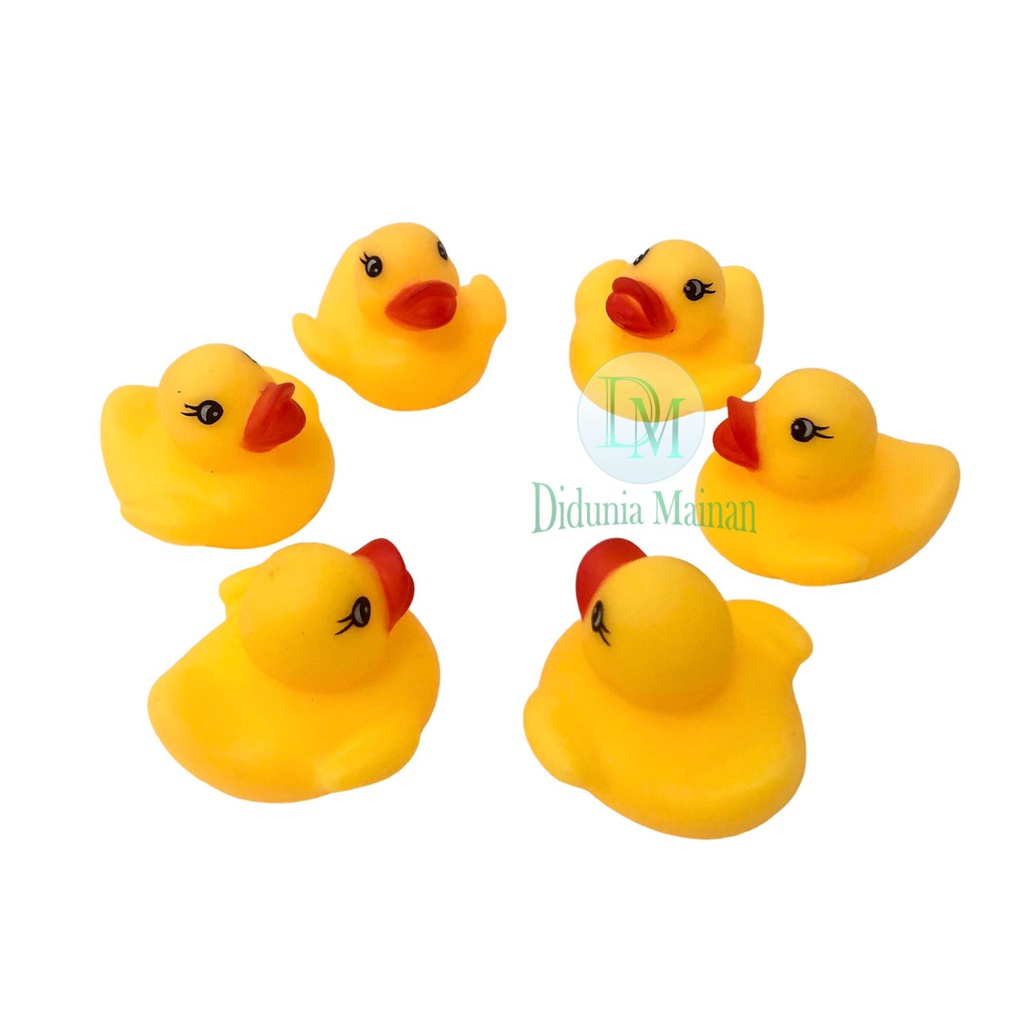 Mainan air anak bayi mandi bebek karet mini pencet bunyi 6 pcs happy duck