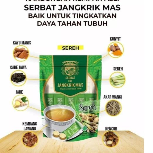 

↬ Serbat jangkrik mas lemon grass wedang sereh herbal ginger 10x2 tablet FRK31