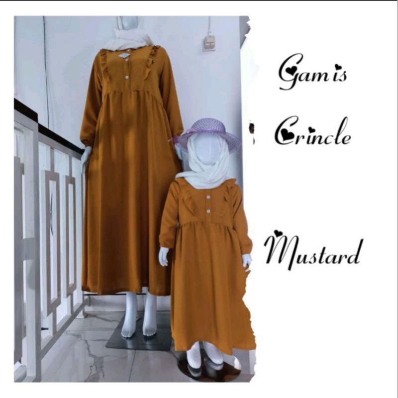 (Part 2) Gamis Crinkle polos Couple ibu dan anak 1-15 tahun