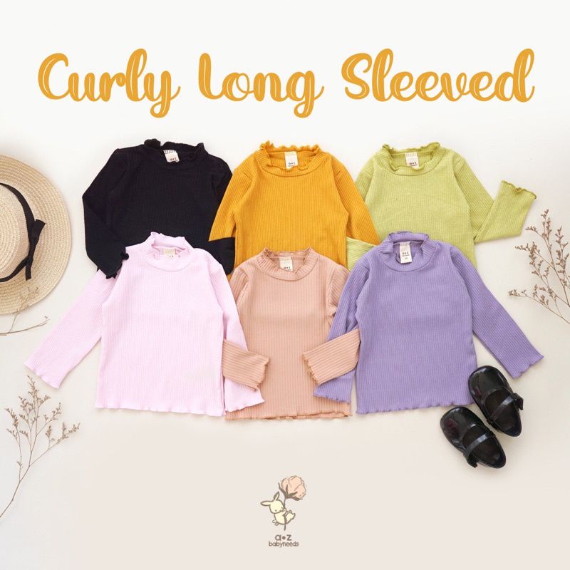 Baju Anak Perempuan KIRIWIL  Panjang  Curly Ruffle Knit Tee Rib 1-5 Tahun