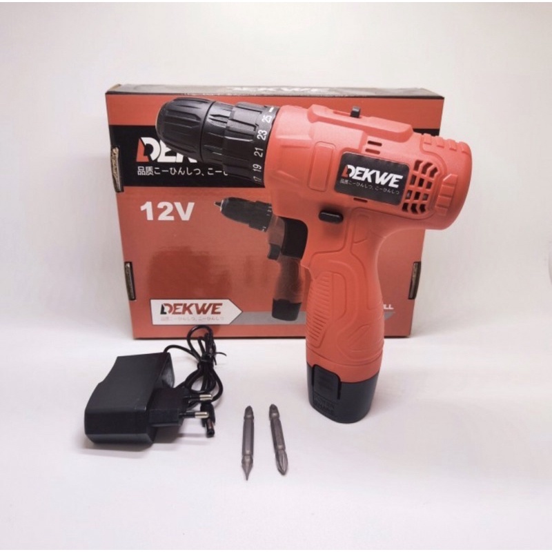 Dekwe 1012-1 mesin bor cordless drill 12v 10mm bolak balik