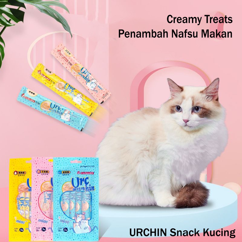 URCHIN CREAMY TREATS SNACK KUCING BASAH 15gr setara MEO creamy