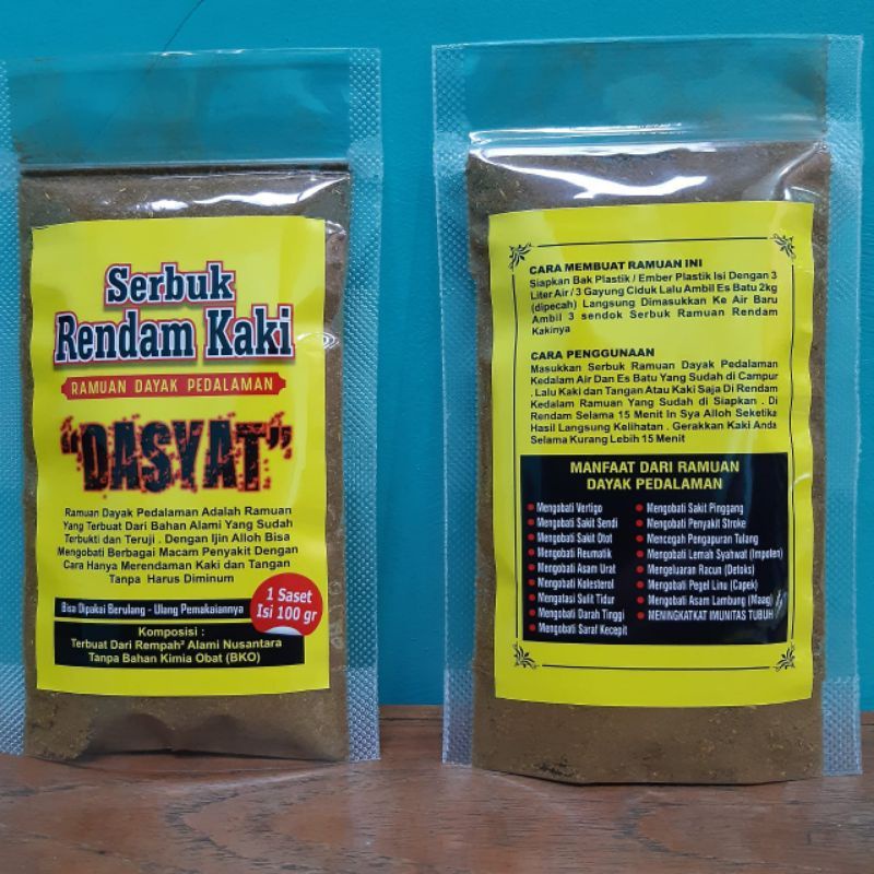 Jual Serbuk Rendam Kaki Ramuan Dayak Pedalaman Dahsyat Original 100gram ...