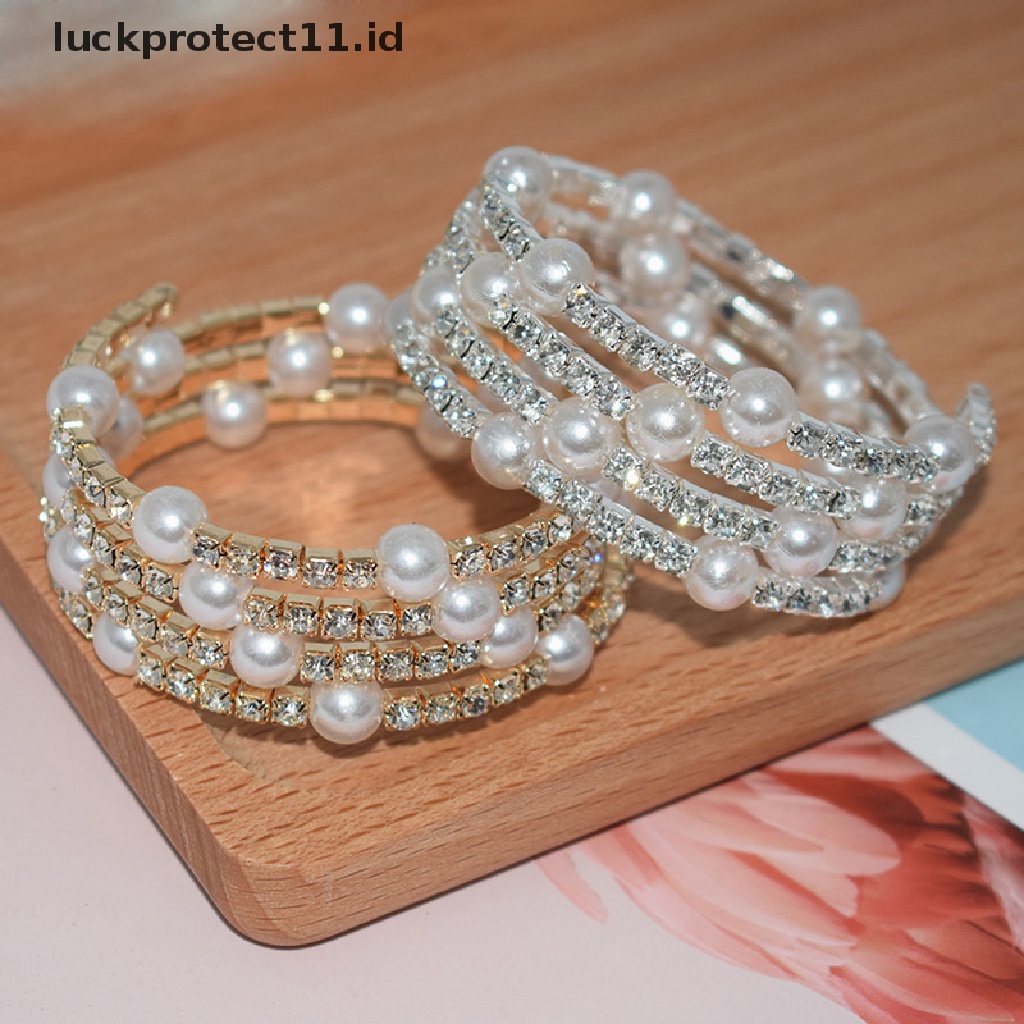 Gelang Multilayer Hias Mutiara Imitasi Untuk Wanita