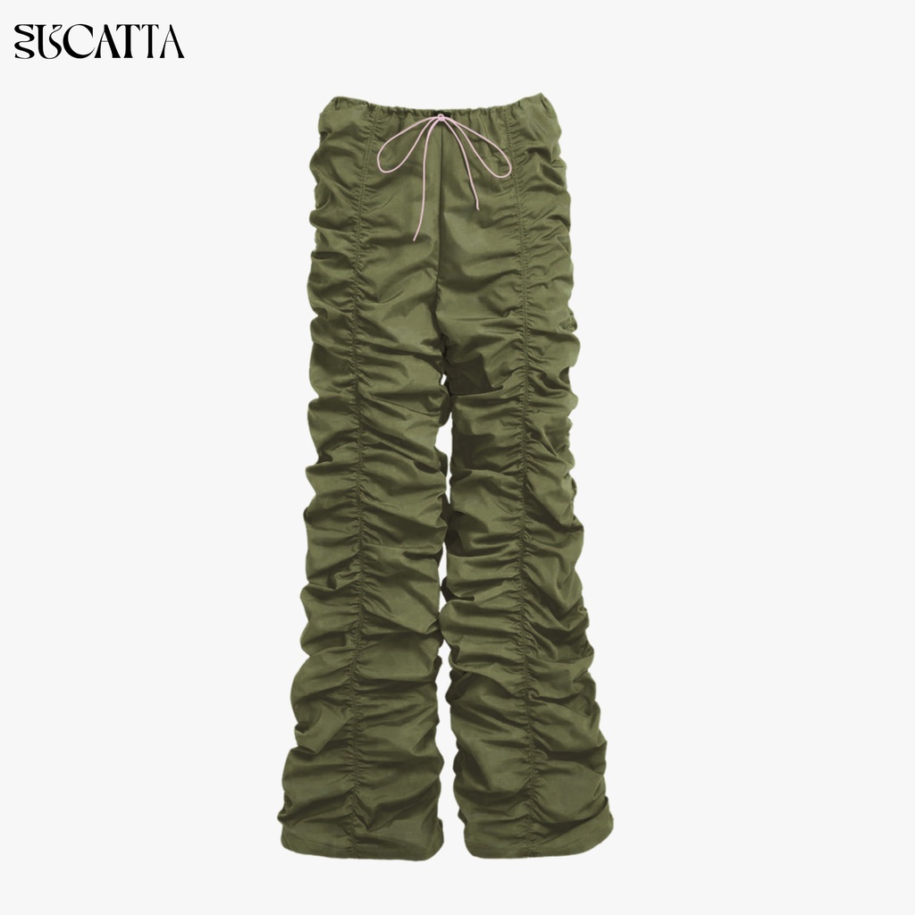 Y2K Ruched Cargo Pants in Silver Green by SUCATTA | Parachute Pants | Celana Kargo | Y2K Pants | Cel