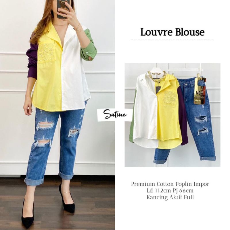 Kemeja wanita cantik terbaru adem | Louvre blouse satine