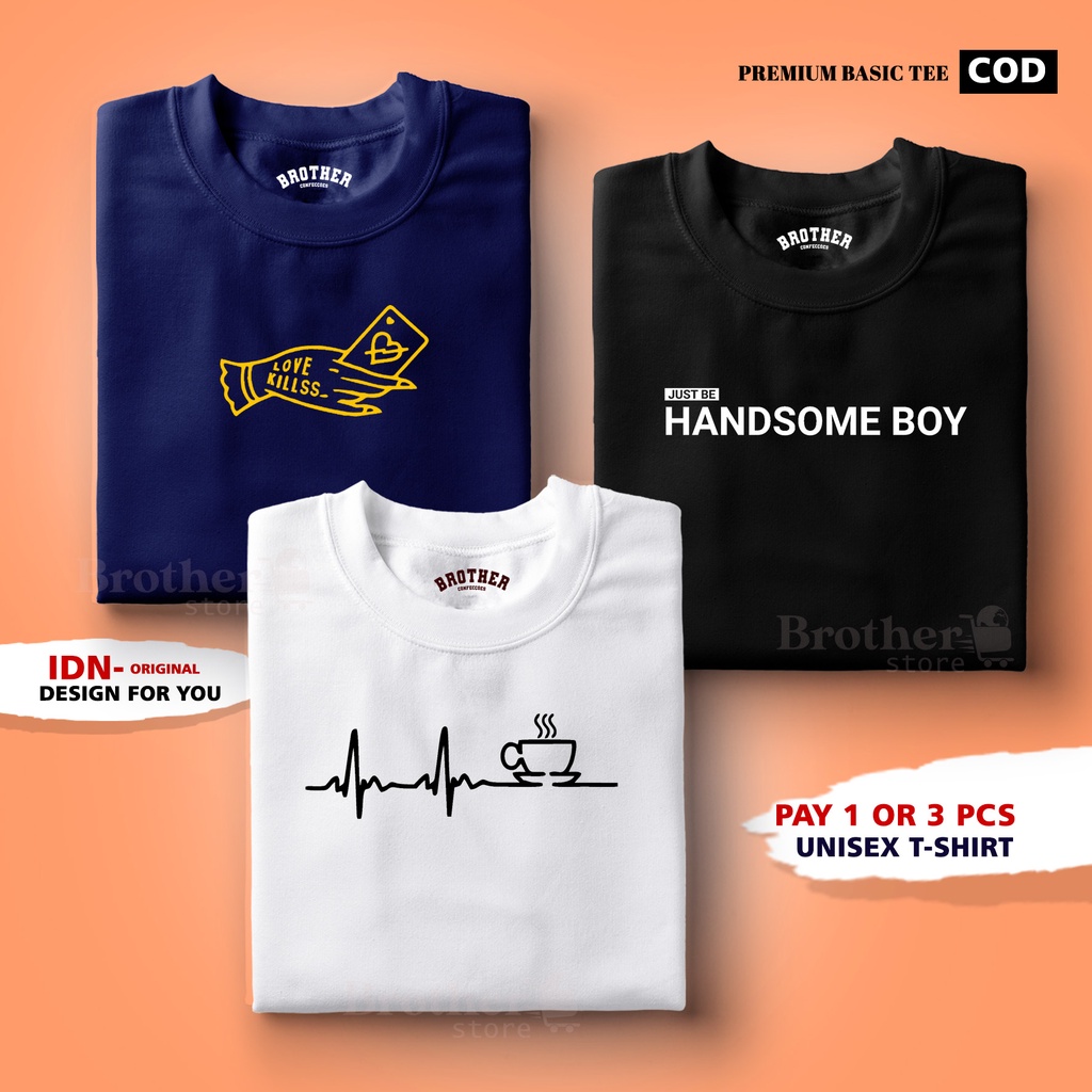 BUY 1 OR 3 PCS ( PROMO COD ) BROTHER STORE / Kaos Distro100% Catoon Combed 24s Tebal / Articel Handsome Boy