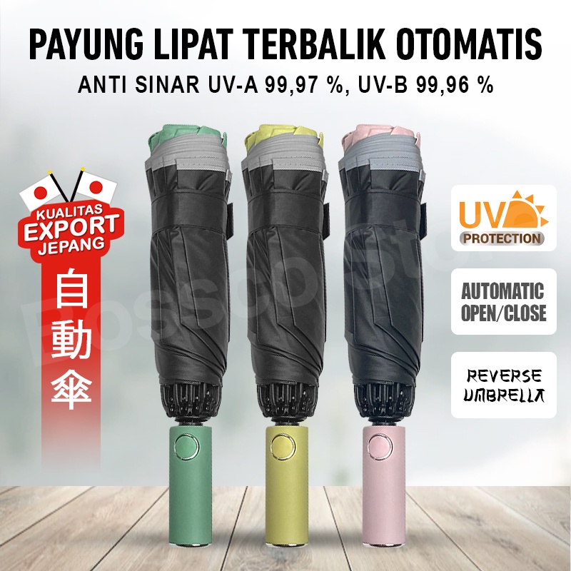 Bossco Payung Lipat Terbalik Otomatis Anti UV 99,97% Reverse Umbrella Payung terbalik payung mobil besar Payung lipat otomatis buka tutup payung lipat besar payung lipat jumbo besar payung viral payung premium payung hujan anti badai sunblock sunscreen