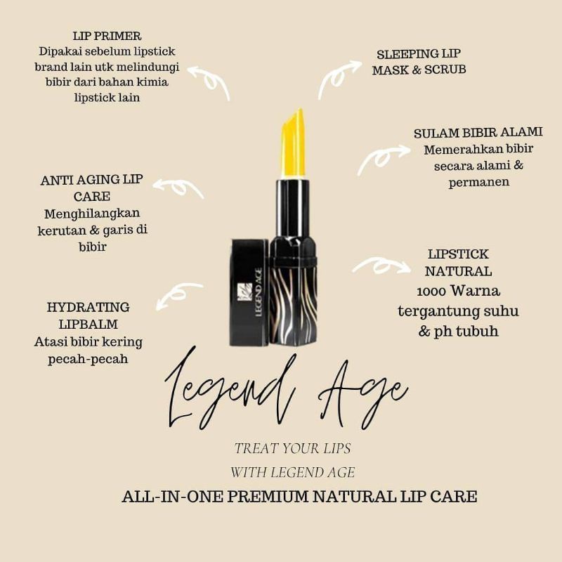 LIPSTICK AJAIB Legend Age Healthy Cherry Lipstik 3in1 Lipcare Lipstick | Lipbalm | Lipmask GARANSI Original 100%
