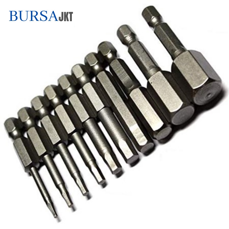 MATA OBENG TORX BAJA S2 KUNCI HEX SHANK MAGNETIC KONEKTOR MATA BOR ISI 10PC