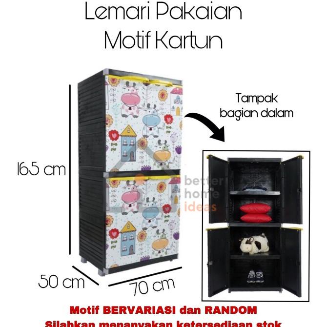 Lemari Pakaian Plastik- Motif Kartun stock ready