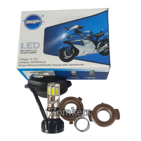 Lampu Utama H4 H6 Led 6 Sisi RTD Super Terang Motor Mobil M02E 35 Watt