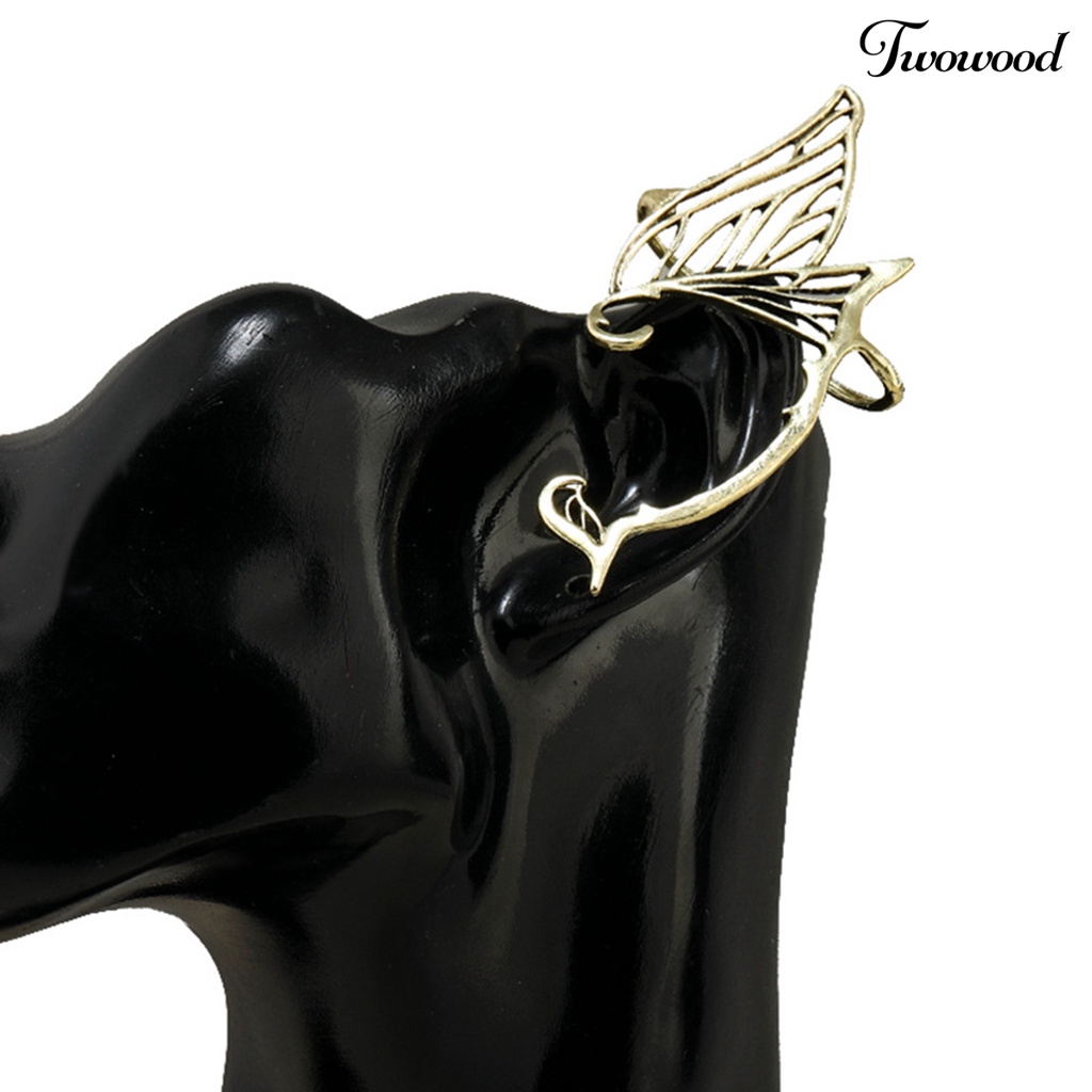1 Pc Anting Klip Bentuk Sayap Peri Naga Bahan Alloy Metal Gaya Vintage Untuk Hadiah