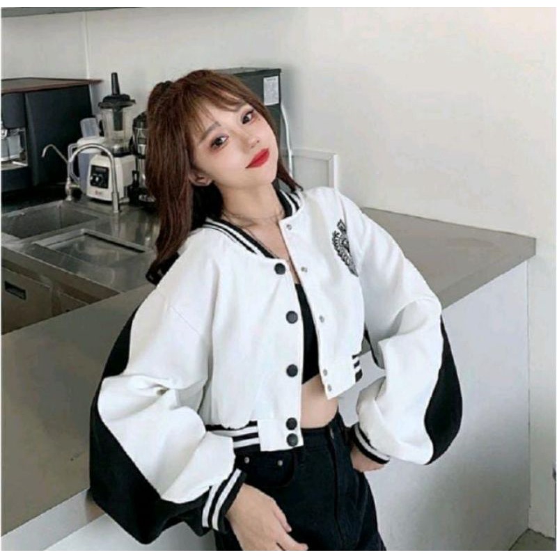 JAKET WANITA - VINTAGE CROOPE JAKET BASEBALL MURAH - JAKET CROP BASEBALL TERBARU
