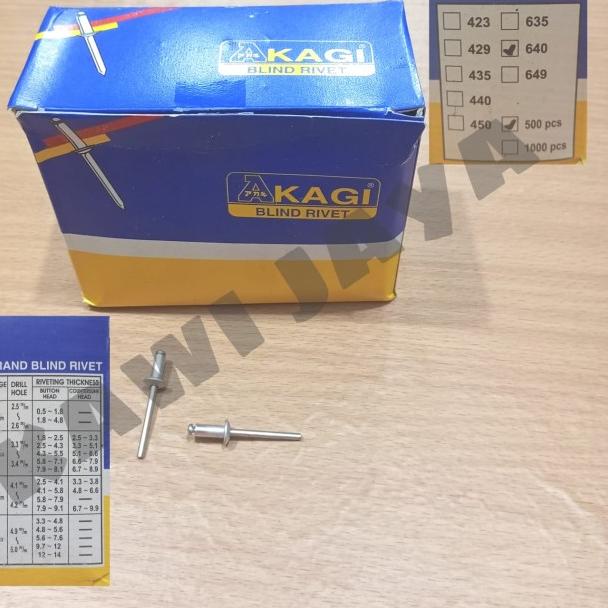 Paku Rivet Riveti Blind 440 435 450 Paku Tembak 1 Kotak isi 1000pcs - Paku Rivet 640