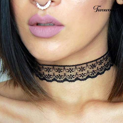 Kalung Choker Bahan Lace Motif Bunga Gaya Retro Boho Gothic Punk Untuk Wanita