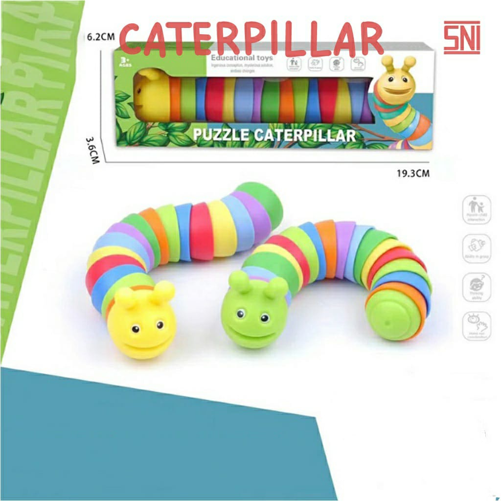 Mainan Anak Puzzle Caterpillar Ulat Edukasi Toys Sensori Motorik