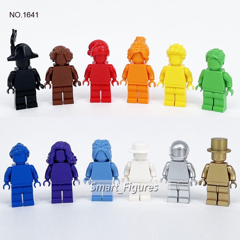 Set Mainan Balok Bangunan Mini Figures 12 Tipe Warna Solid Tanpa Print Untuk Koleksi