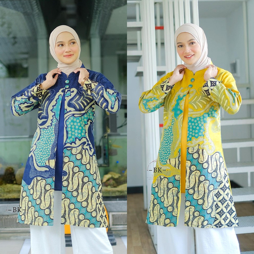 Tunik Batik Wanita Modern Atasan Batik Kerja Wanita Jumbo