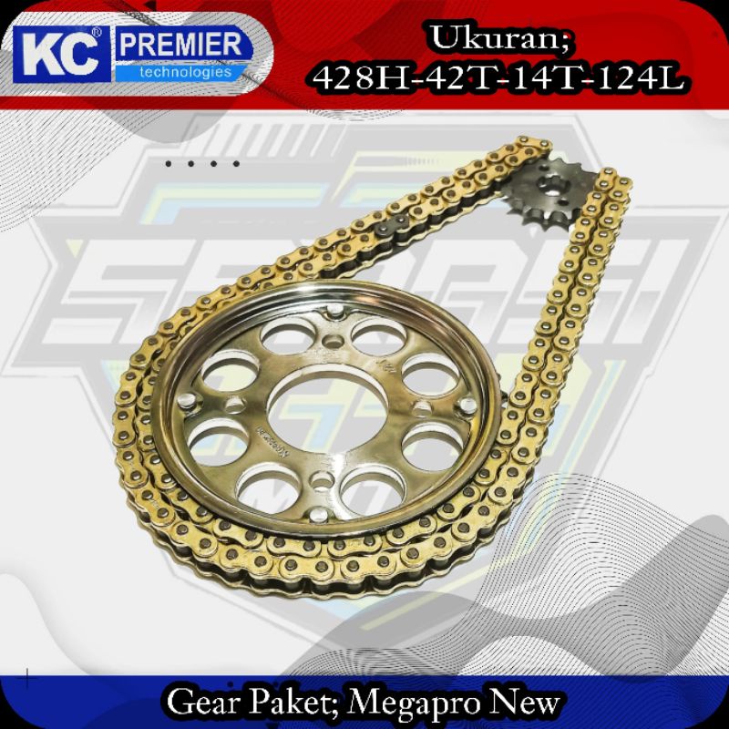 KCP GEAR PAKET MEGAPRO NEW (428H-42T-14T-124L) KC PREMIER GIR SET MEGA PRO NEW/SONIC 428H-42T-14T-124L