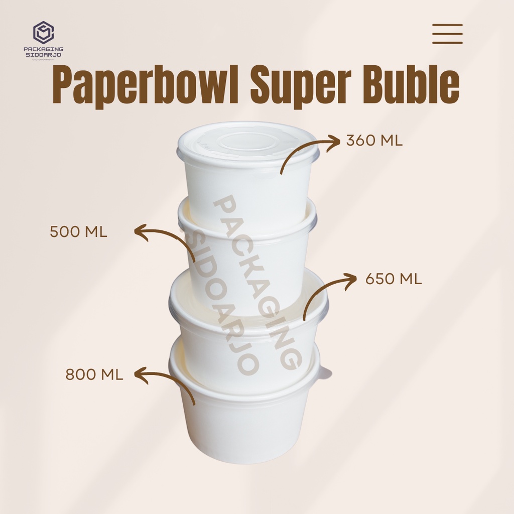 Paper Bowl Superbuble 360ml/Paper Bowl/Mangkok Kertas/Rice Bowl 360ml/Paper Bowl Ivory/Mangkok Nasi/
