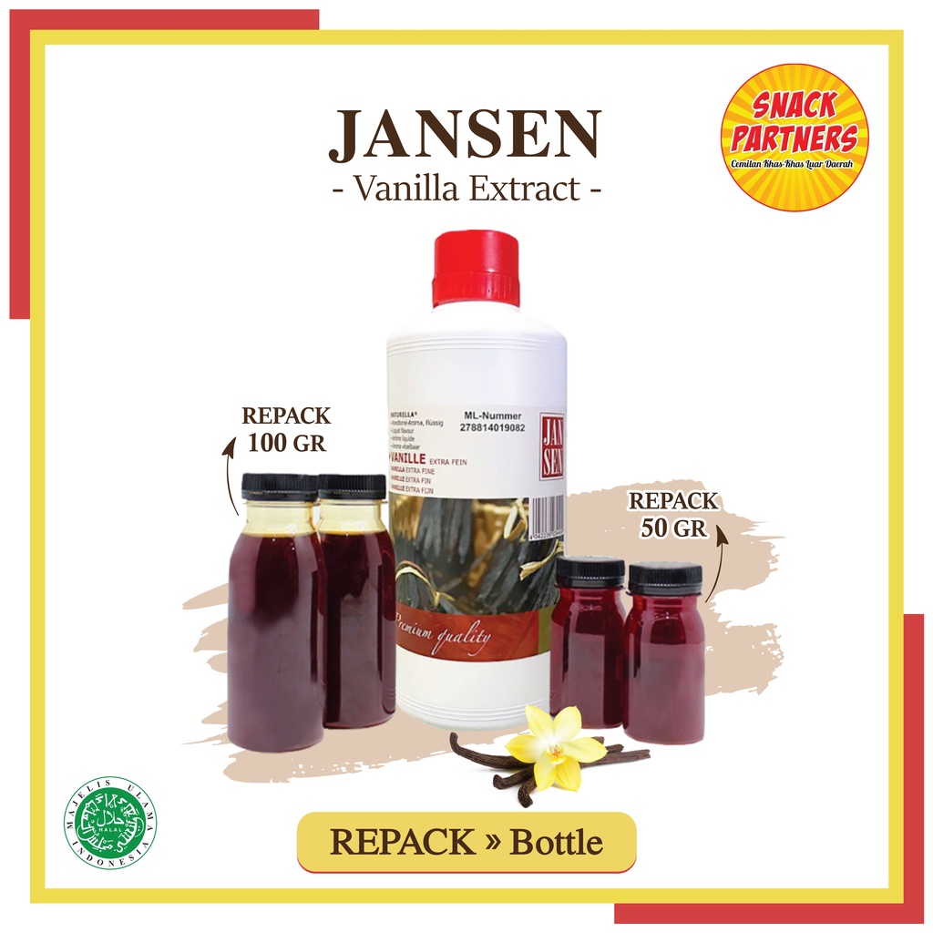 

JANSEN Vanilla Extract REPACK 50 GR / 100 GR [ Halal ] / Perisa Pasta Vanila Ekstrak / Extra Fine