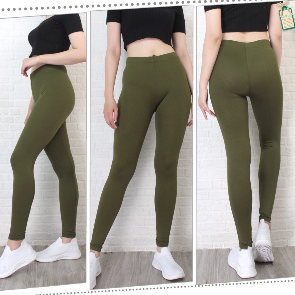 Leging Wanita Dewasa Panjang - Lejing Wanita Tebal -  Celana Legging Panjang Wanita Legging Dewasa Leging Polos-HIJAU