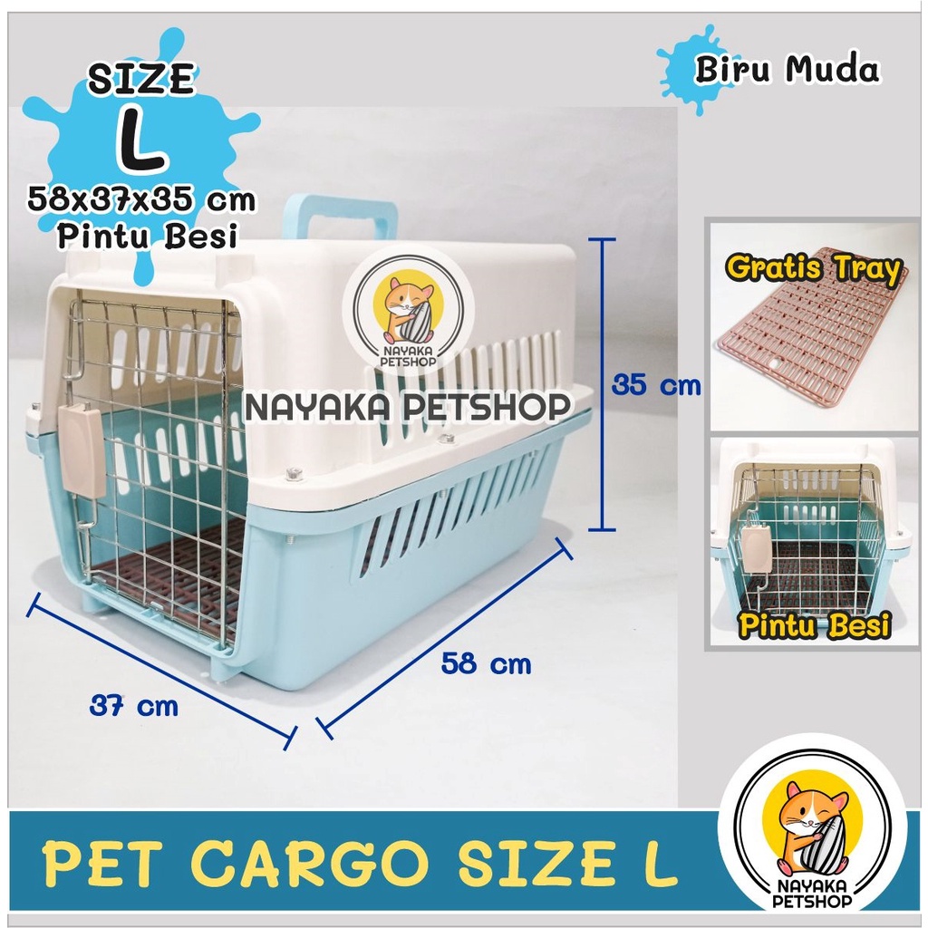 Size L Pintu Besi Pet Cargo Besar Pet Carrier Kucing Travel Jumbo Kandila Musang