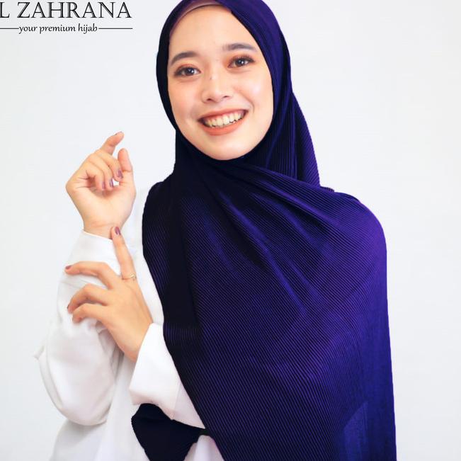 Pashmina Plisket Full Tanpa Garis Tengah Ceruty Babydoll El Zahrana - Hitam