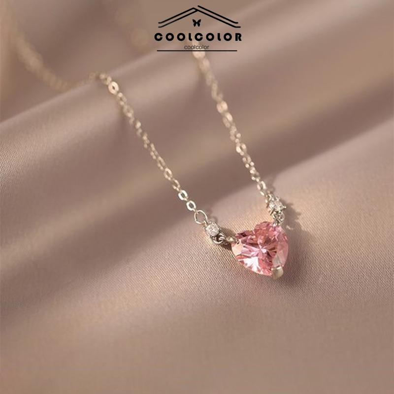 COD❤️kalung cinta mewah yang manis dan ringan  kalung liontin zirkon  desain niche wanita- cl