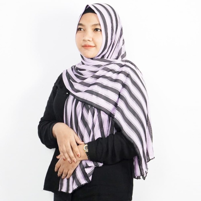 HIJAB / JILBAB PASHMINA MOTIF SALUR - Ungu - 81520 ORIGINAL.