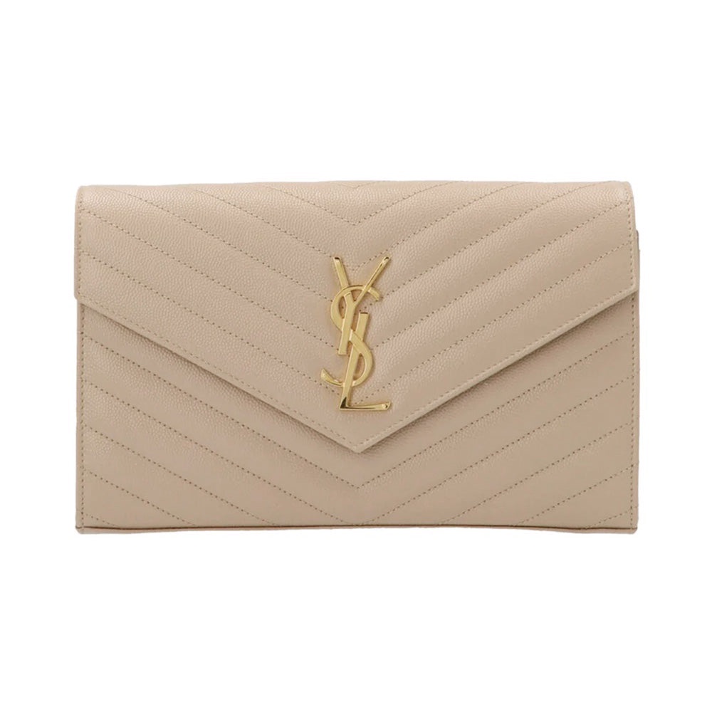YSL WOC 22cm Shoulder Bag Dark Beige GHW (22x14x4)