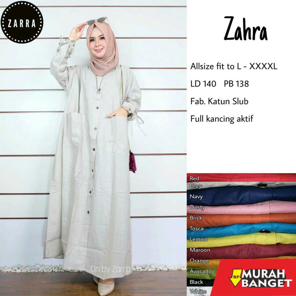 model gamis kombinasi polos terbaru 2022 Fashion muslim wanita dress Zahra hijab jumbo size longdres