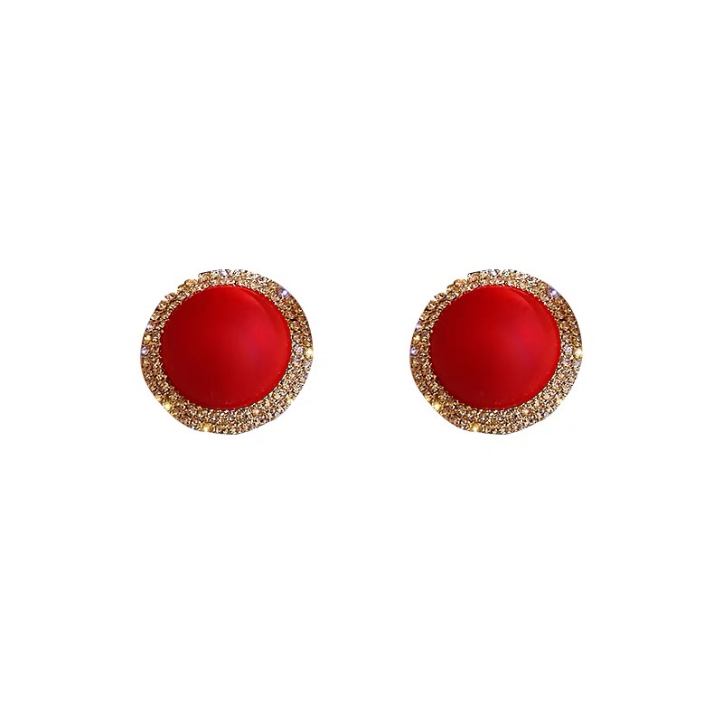 Anting 925 Silver Needle Hias Mutiara Warna Merah Gaya China Retro Untuk Wanita