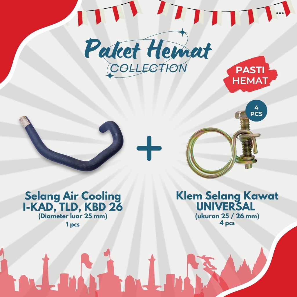 [Paket Hemat] Selang Oil Cooler + Klem Selang Kawat (uk.25 mm) Universal (5 pcs) Selang Oil Cooling 