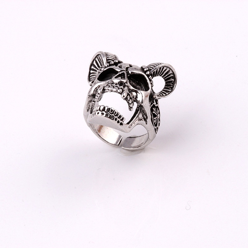 Cincin Desain Kepala Tengkorak Gaya punk Eropa Amerika Untuk Pria