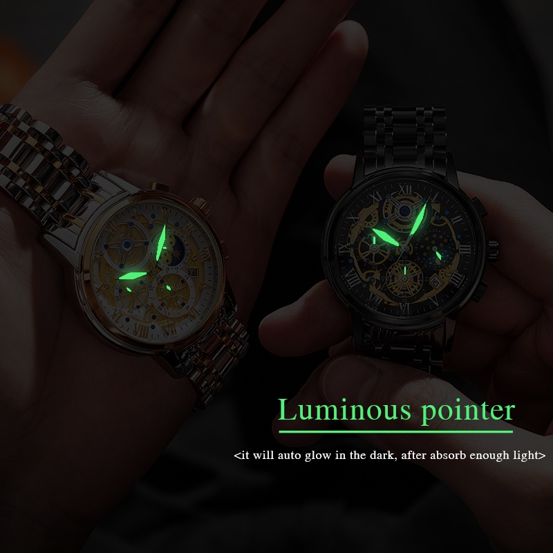LIGE original jam tangan pria fashion anti air kronograf aktif kalender tanggal jam tangan + kotak