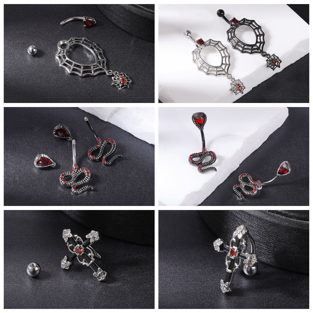 1pc Anting Tindik Perutpusar 14G Model Kupukupulabalabahatilebah Warna Hitam Gaya Punk Untuk Wanita