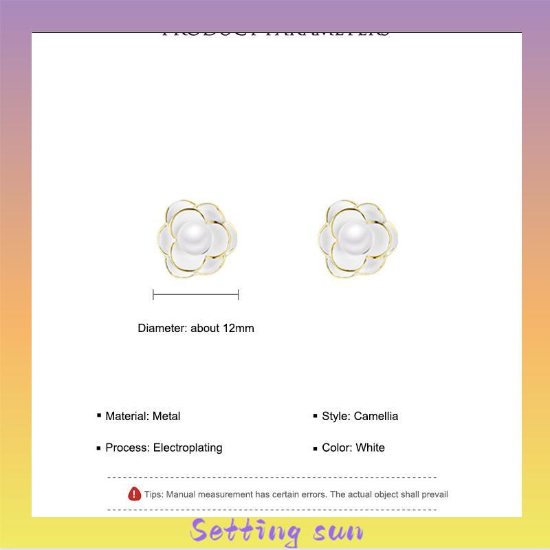 Anting Camellia Mutiara Korea Fashion Sederhana Gaya Aksesori Wanita TN