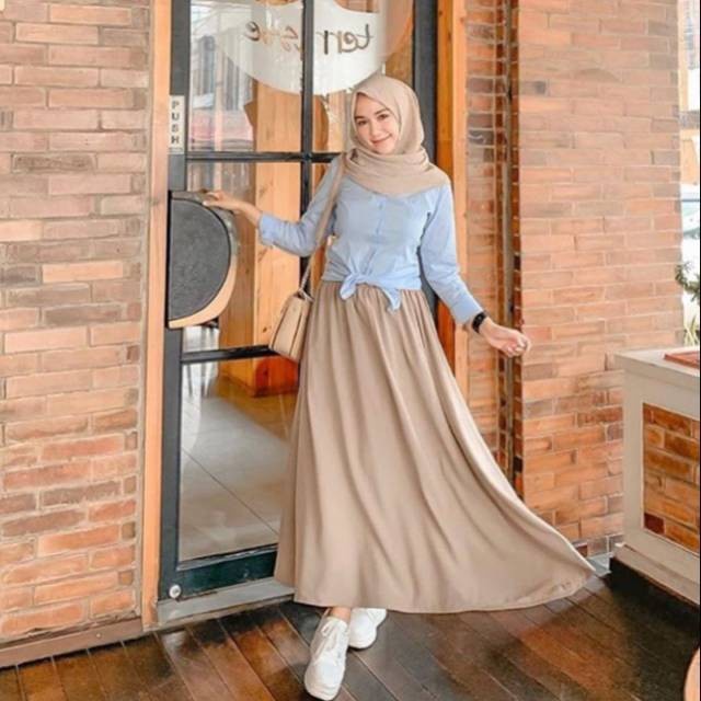 ROK POLOS PANJANG WANITA WOLPIS PREMIUM / ROK PAYUNG PANJANG WANITA REMAJA
