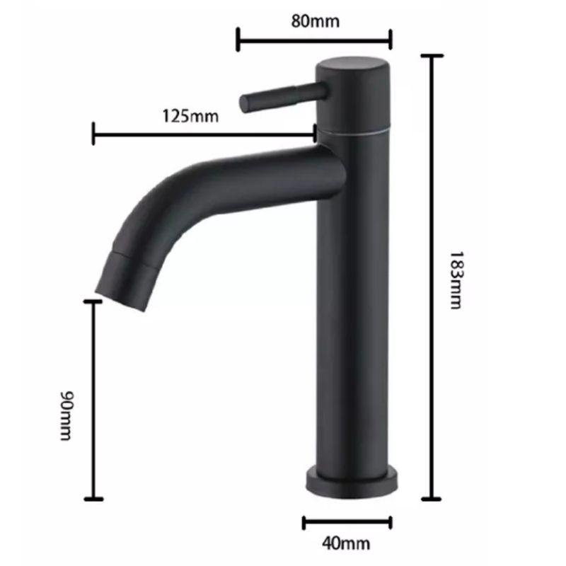 Kran Wastafel stainless Bulat Hitam Black Faucet Lavatory