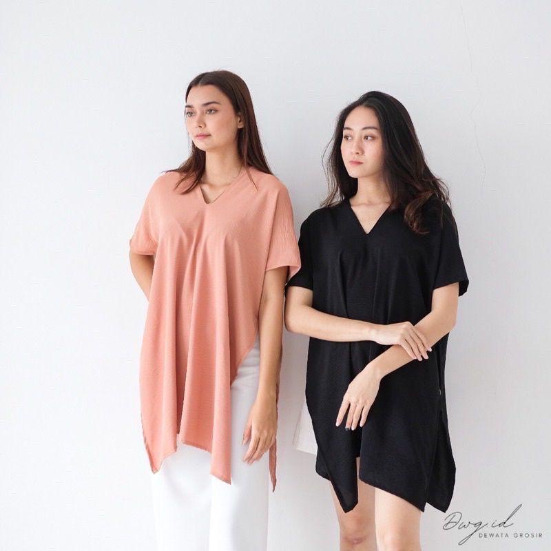 LONG SQUARE TOP ATASAN BLOUSE WANITA AIRFLOW CRINKLE ANTI LECEK AIR FLOW