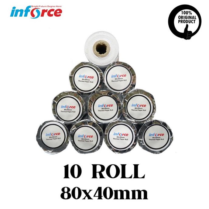 

BRG BARU KERTAS THERMAL 80X40 MM INFORCE PAPER ROLL 10 STRUK NOTA TERMAL 80 40