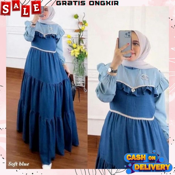 Gamis Terbaru2023 Baju Lebaran Dress Kondangan Mewah Pesta Elegan Fashion Muslimah Gsmis Syari Moder